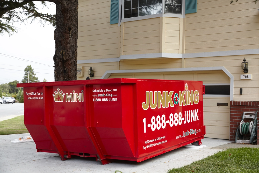 Dumpster rental ready for a home cleanout project in Portola Valley